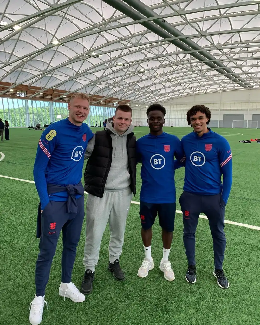 Ollie Ball with England players at an EE x England shoot