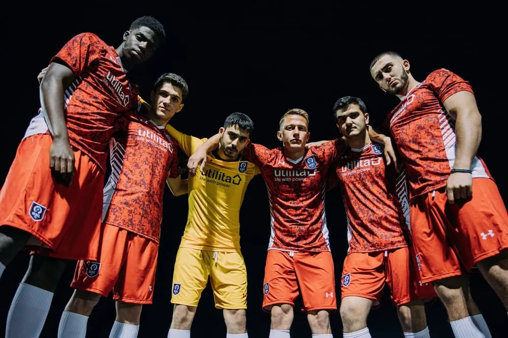 Rebel FC players in the Wembley Cup kit