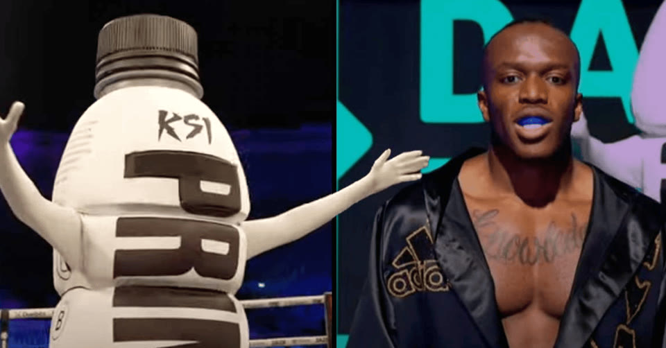 YouTuber successfully crashed KSI's first boxing match in years while disguised as a giant bottle